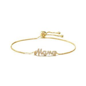 Mom To Be Boy Girl Mama Letters Yellow Gold Bracelet